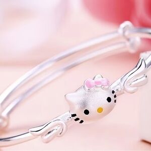 1-Sanrio Silver and Pink Hello Kitty Bracelet